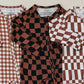 Bamboo Zip Romper | Chocolate Wavy Checkered