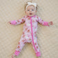 Bamboo Zip Romper | Pink Christmas