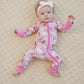 Bamboo Zip Romper | Pink Christmas