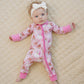 Bamboo Zip Romper | Pink Christmas