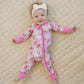Bamboo Zip Romper | Pink Christmas