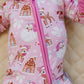 Bamboo Zip Romper | Pink Christmas