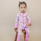 Bamboo Zip Romper | Pink Christmas