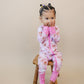Bamboo Zip Romper | Pink Christmas
