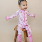 Bamboo Zip Romper | Pink Christmas