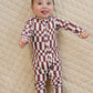 Bamboo Zip Romper | Chocolate Checkered