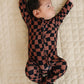 Bamboo Zip Romper | Chocolate Wavy Checkered