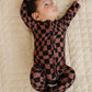 Bamboo Zip Romper | Chocolate Wavy Checkered