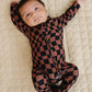 Bamboo Zip Romper | Chocolate Wavy Checkered
