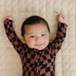 Bamboo Zip Romper | Chocolate Wavy Checkered
