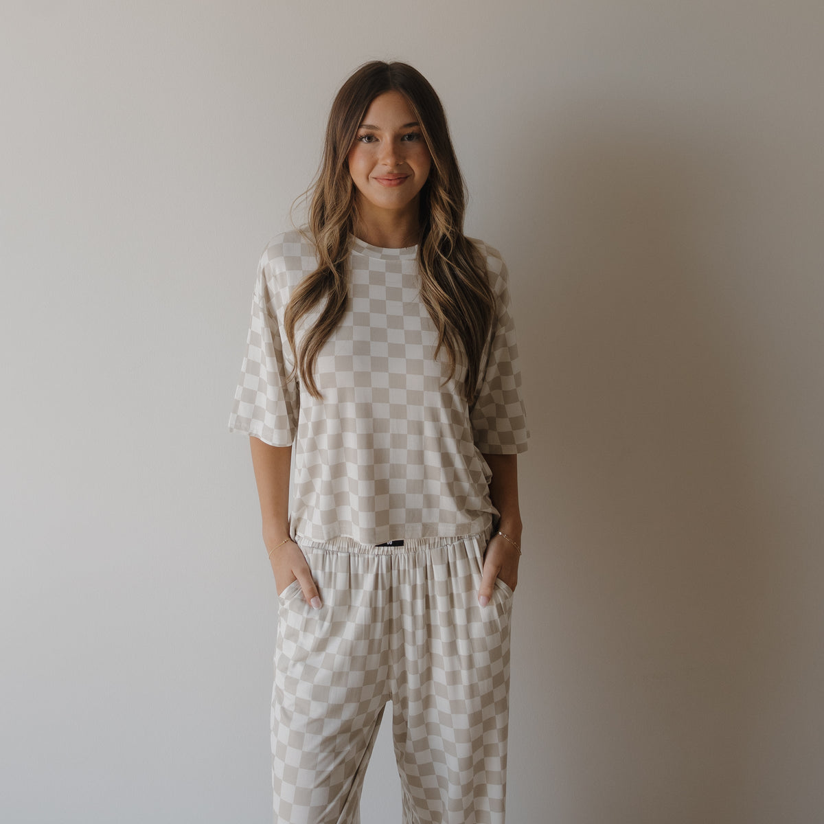 Women's Boxy Tee Lounge Set | Checkerboard
