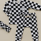 Checkered Smiley Lounge Set | Black