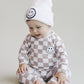 Checkered Smiley Lounge Set | Latte