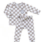 Checkered Smiley Lounge Set | Latte