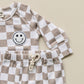 Checkered Smiley Lounge Set | Latte