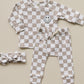 Checkered Smiley Lounge Set | Latte