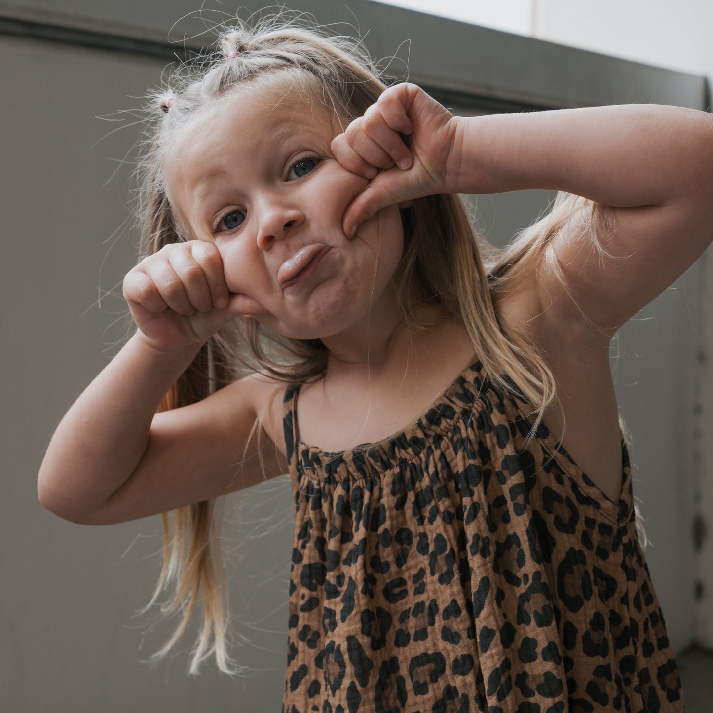 Child Muslin Sleeveless Dress | Leopard