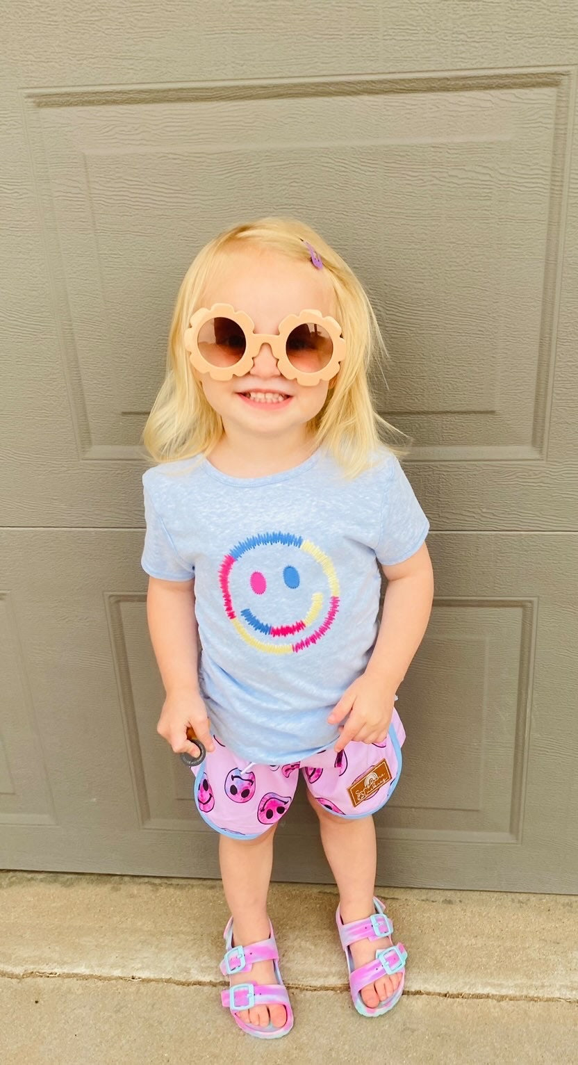 Girls Pink Smiley Boardshorts