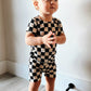 Bamboo Short Set | Black Checkerboard