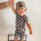 Bamboo Short Set | Black Checkerboard