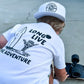 100% ORGANIC COTTON LONG LIVE THE ADVENTURE TEE - WHITE