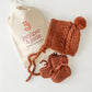 Merino Wool Bonnet & Bootie Set | Cinnamon
