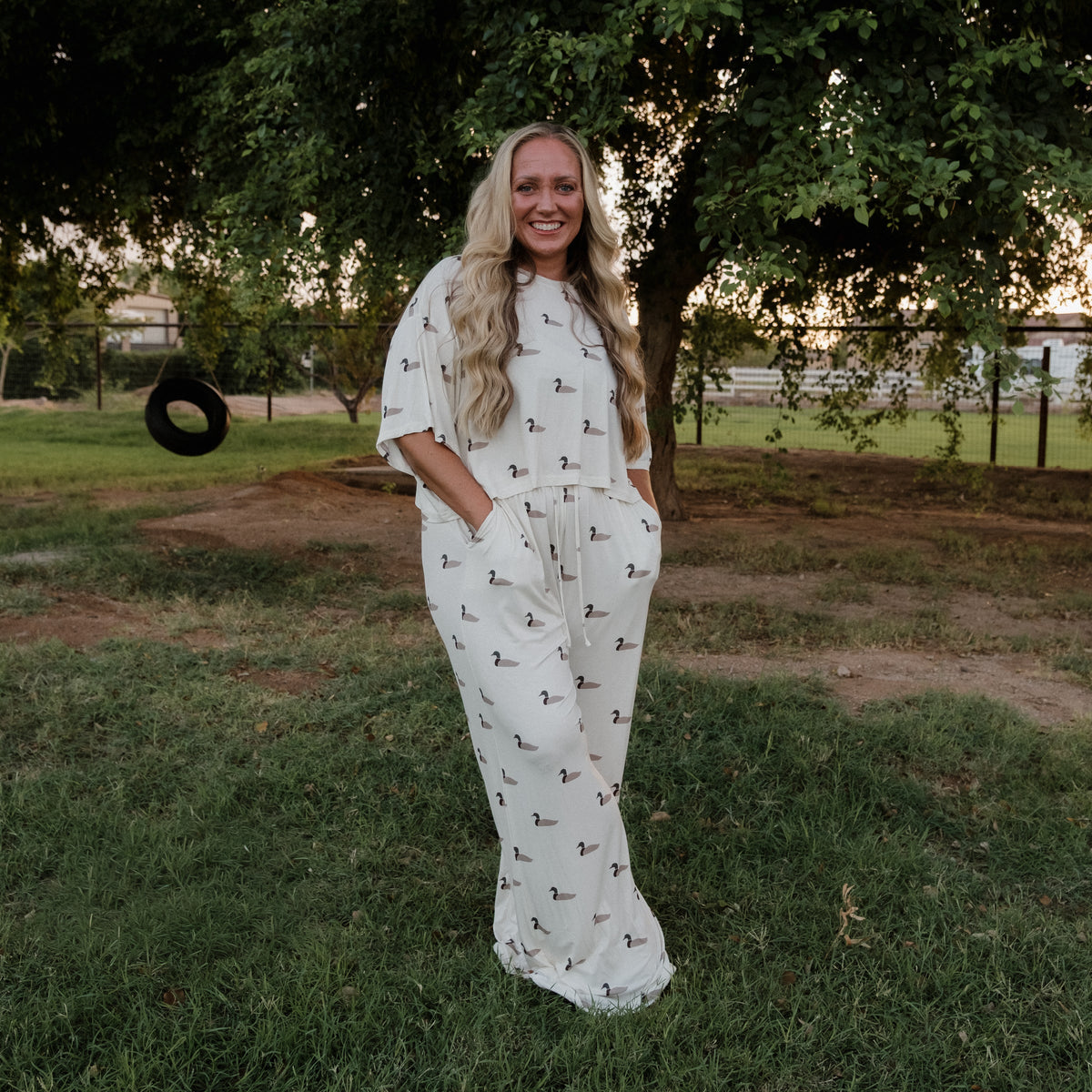 Women's Bamboo Crop Tee Lounge Set | Mallard