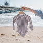 Girl's Long Sleeve Swimsuit | Olive Stripe