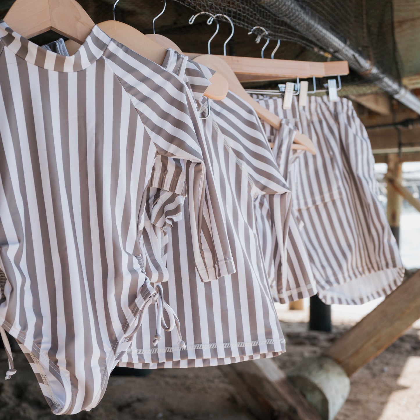 Girl's Two Piece Swimsuit | Olive Stripe