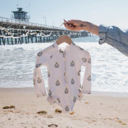 Girl's Long Sleeve Swimsuit | Marigold