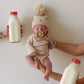 Long Sleeve Bamboo Snapsuit | Ribbed Cream