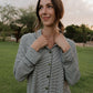 Women's Bamboo Button Up Lounge Set | Forest Stripe Ribbed