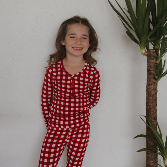 Bamboo Two Piece Pajamas | Scarlet Gingham