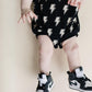 Short Sleeve Bubble Romper | Black Bolts