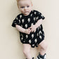 Short Sleeve Bubble Romper | Black Bolts