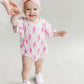 Short Sleeve Bubble Romper | Pink Bolts