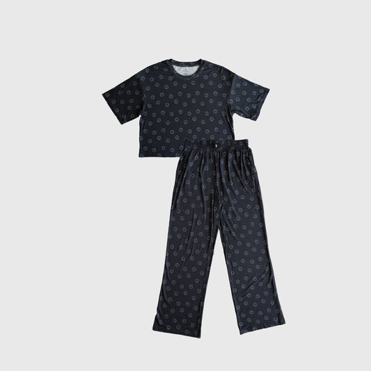 Women's Boxy Tee Lounge Set | Smiley Ribbed