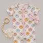Smiley Bamboo Short Romper | Pink