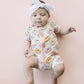 Smiley Bamboo Short Romper | Pink