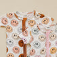 Smiley Bamboo Short Romper | Pink
