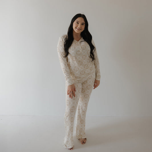 Women's Long Sleeve Bamboo Pajama | Cottage Quilt