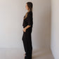Women's Boxy Tee Lounge Set | Ribbed Black