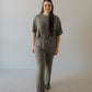 Women's Boxy Tee Lounge Set | Green Flowers