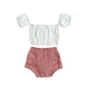 Dusty Rose Crop Top Ribbed Shorts Set